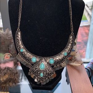 Boho turquoise fashion jewelry choker necklace